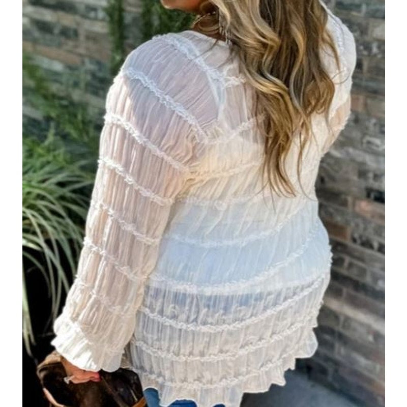 Blakeley Amelia Lace Boho Top in Ivory NWT 1X