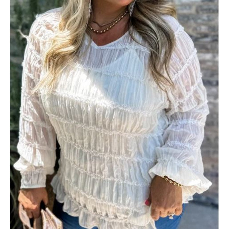 Blakeley Amelia Lace Boho Top in Ivory NWT 1X