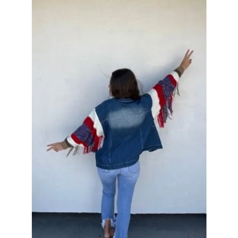 All American Fringe Jean Jacket 2XL NWOT