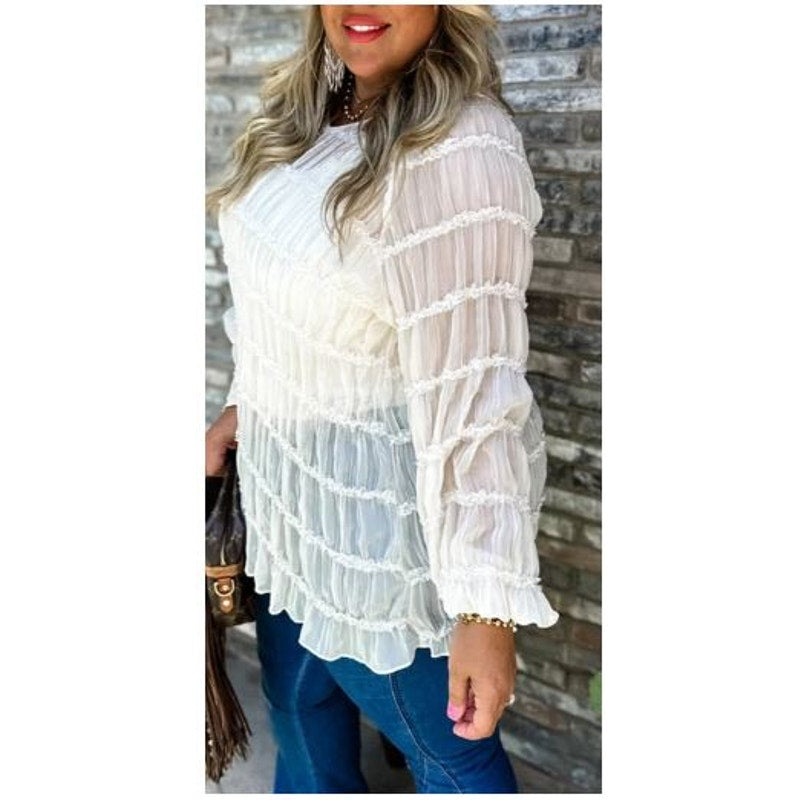 Blakeley Amelia Lace Boho Top in Ivory NWT 1X