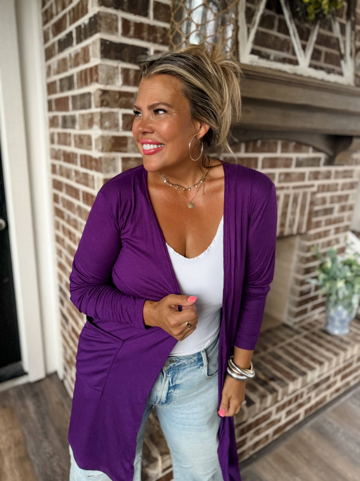 SIERRA RIBBED CARDIGANS: RUST / 1X
