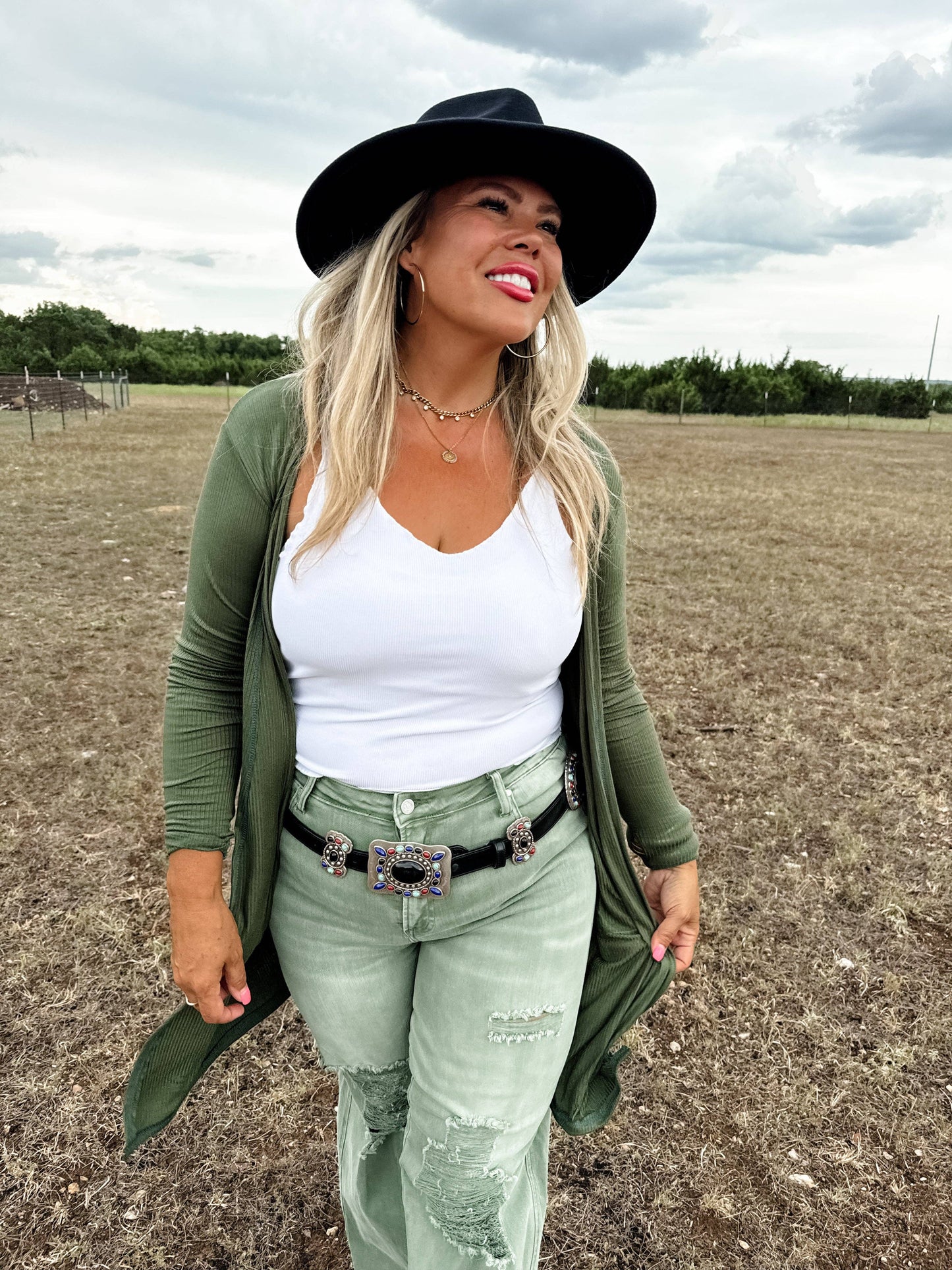 SIERRA RIBBED CARDIGANS: OLIVE / 1X