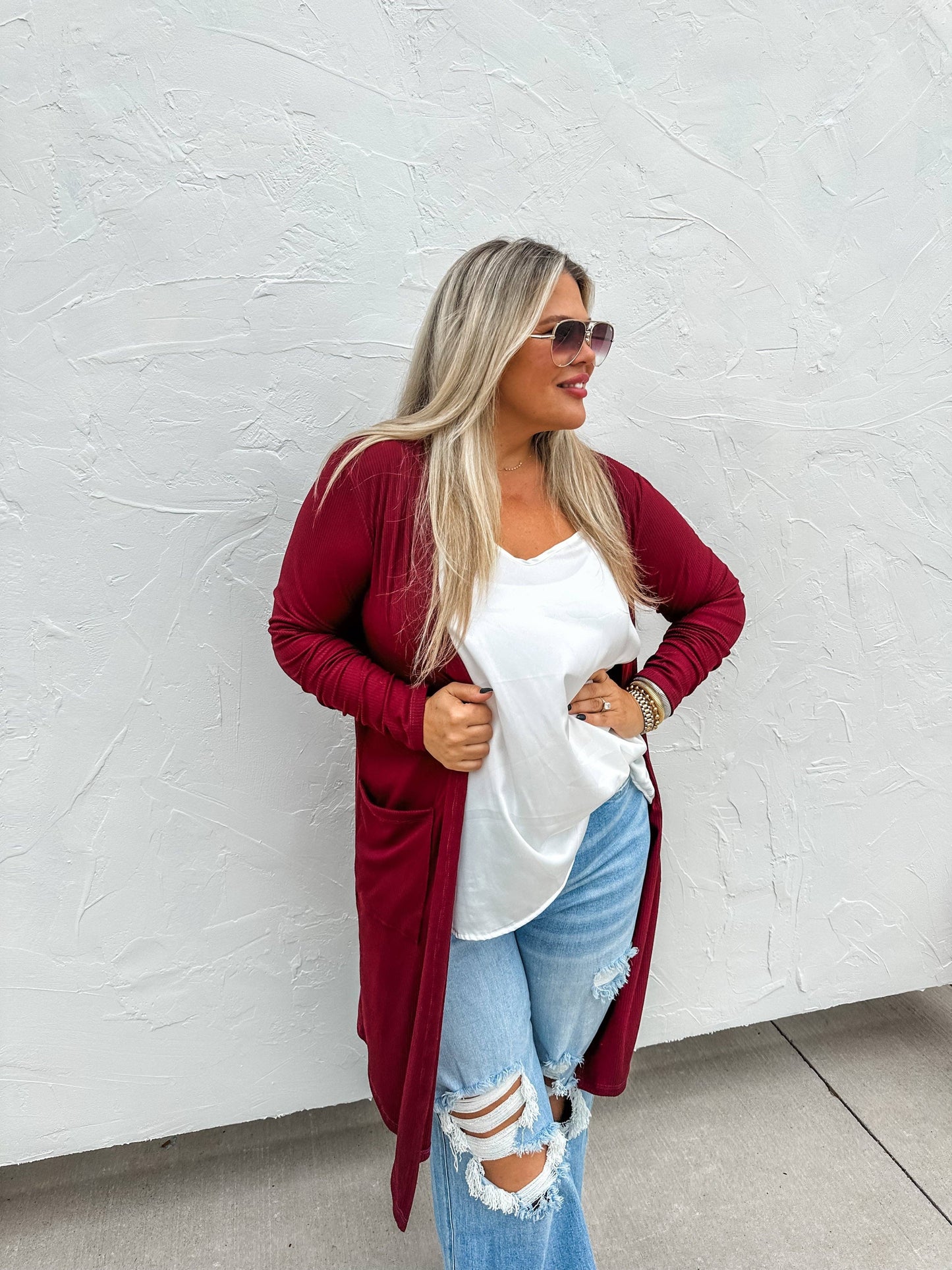 SIERRA RIBBED CARDIGANS: OLIVE / 1X