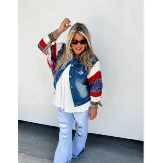 All American Fringe Jean Jacket 2XL NWOT
