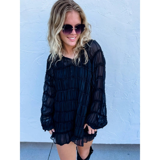 Blakeley Amelia Lace Boho Top in Black NWT 1X